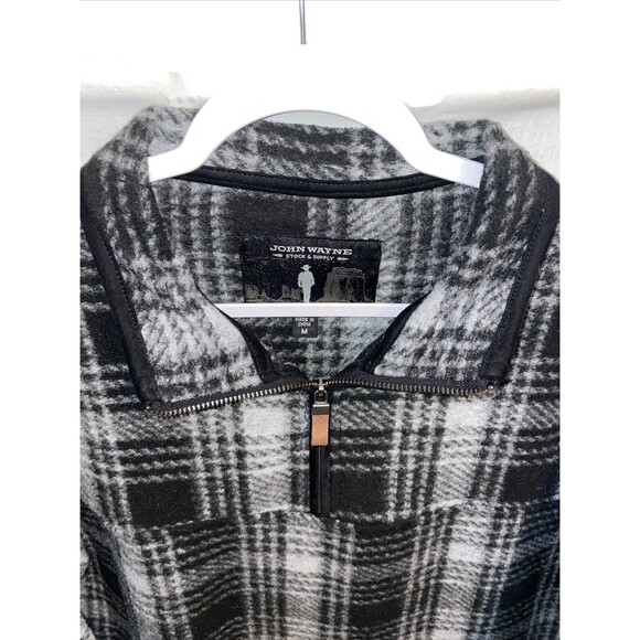 John Wayne Men’s Work Sweater Size Medium Gray Plaid Rugged Workwear Outdoors - Picture 3 of 12